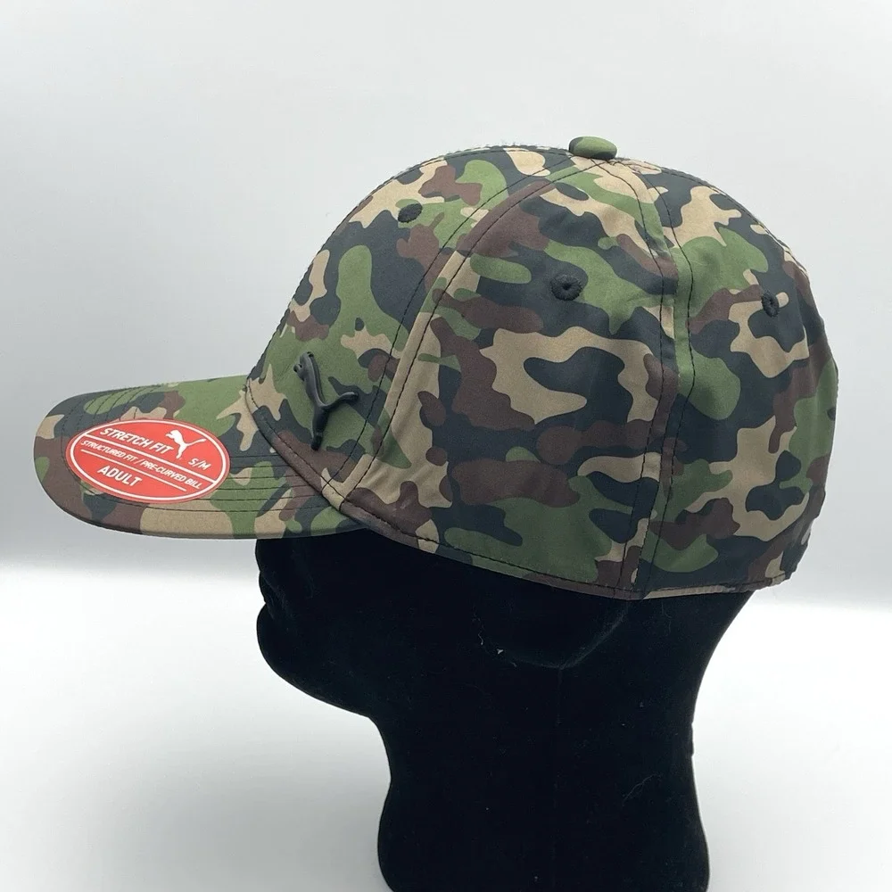Puma Mens Baseball Cap Camo Stretch Fit Small S/M Structured‎ Fit New NWOT